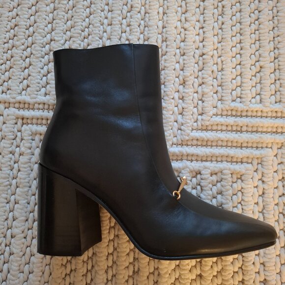 TORY BURCH Black Heeled Equestrian Boots Size 8.5 Like New - Picture 4 of 9